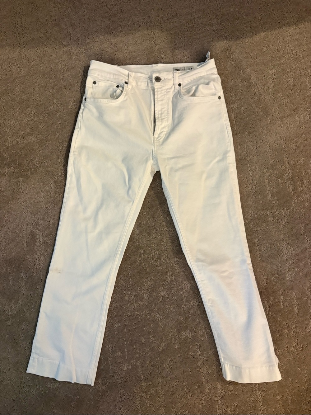 Zara White Cropped Women's Jeans